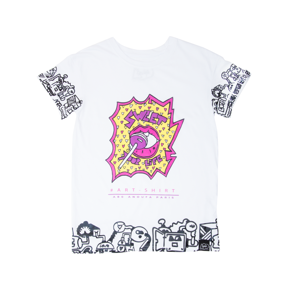 A80TW1 - SWEETY YOUR LIFE 字母標語長褲 (黃粉色)